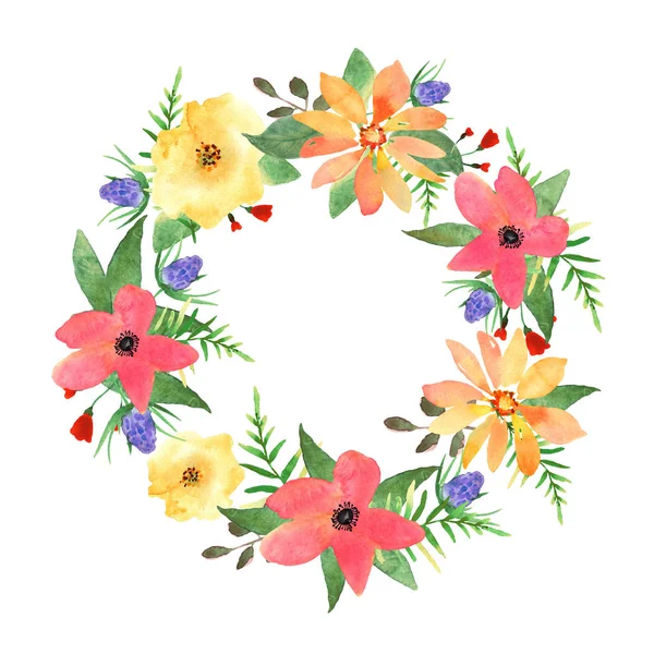 五颜六色的鲜花花圈。与靓丽优雅花卉集合 — 图库照片