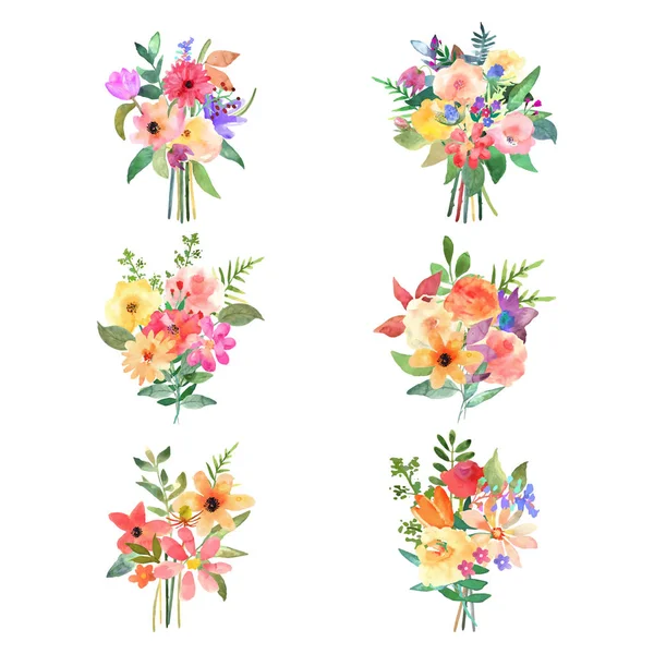 Vektör çiçek ayarlayın. Renkli koleksiyonu ile yapraklar ve çiçekler.