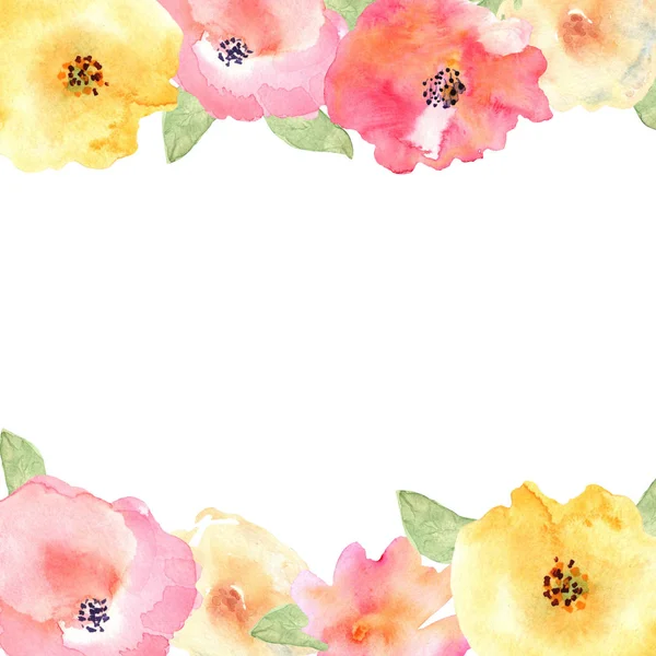 Blommig gratulationskort. Ram för din text med blommor ritning w — Stockfoto