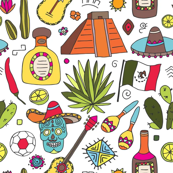 Doodles χωρίς ραφή πρότυπο του Μεξικού — Διανυσματικό Αρχείο