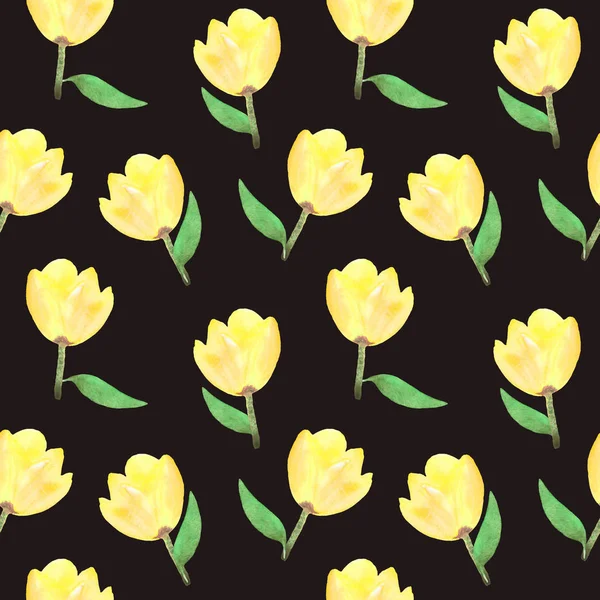 Sömlös blommönster med blommor i akvarell. Design för p — Stockfoto