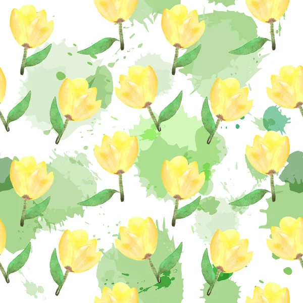손으로 그린 꽃에 수채화 꽃 원활한 패턴 — 스톡 사진