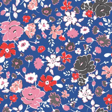 El izole çiçek çizimi ile soyut seamless modeli. Ve