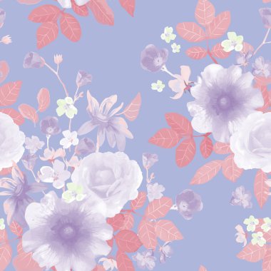 Vektör çizim çiçek sorunsuz. Güzel flo el çekilmiş