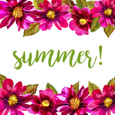 Vektör çiçekli çerçeve. Çiçek koleksiyonu ile izole çiçekler, s