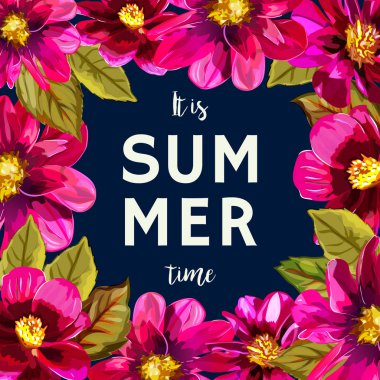 Vektör çiçekli çerçeve. Çiçek koleksiyonu ile izole çiçekler, s