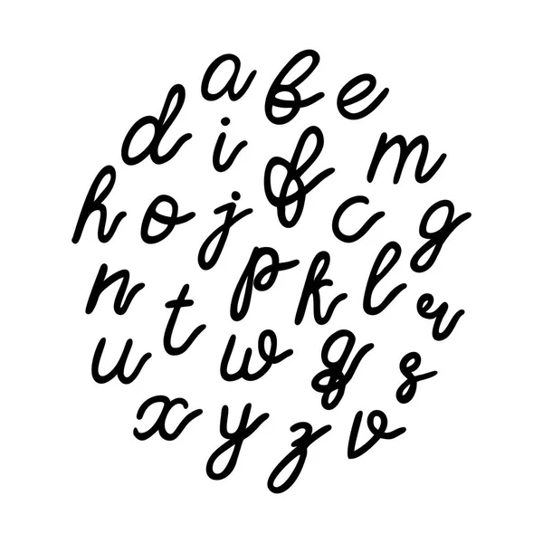 Kleinbuchstaben schwarze handgezeichnete Buchstaben isoliert auf weißem Hintergrund. — Stockvektor