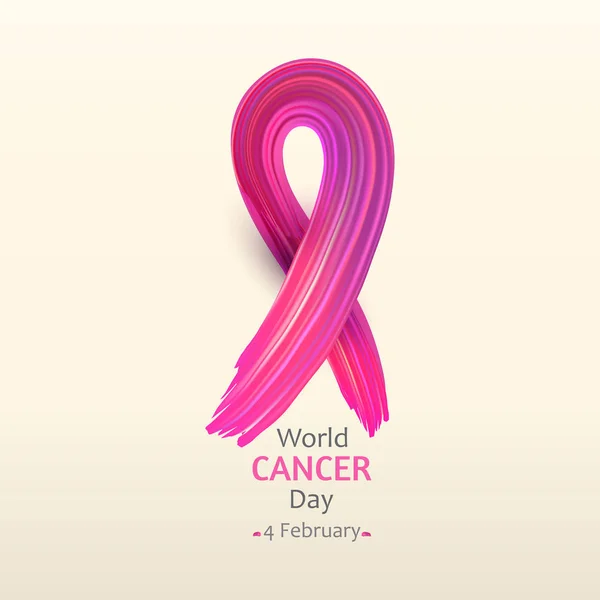 Illustration de la Journée mondiale du cancer avec ruban texture. 4 février — Image vectorielle