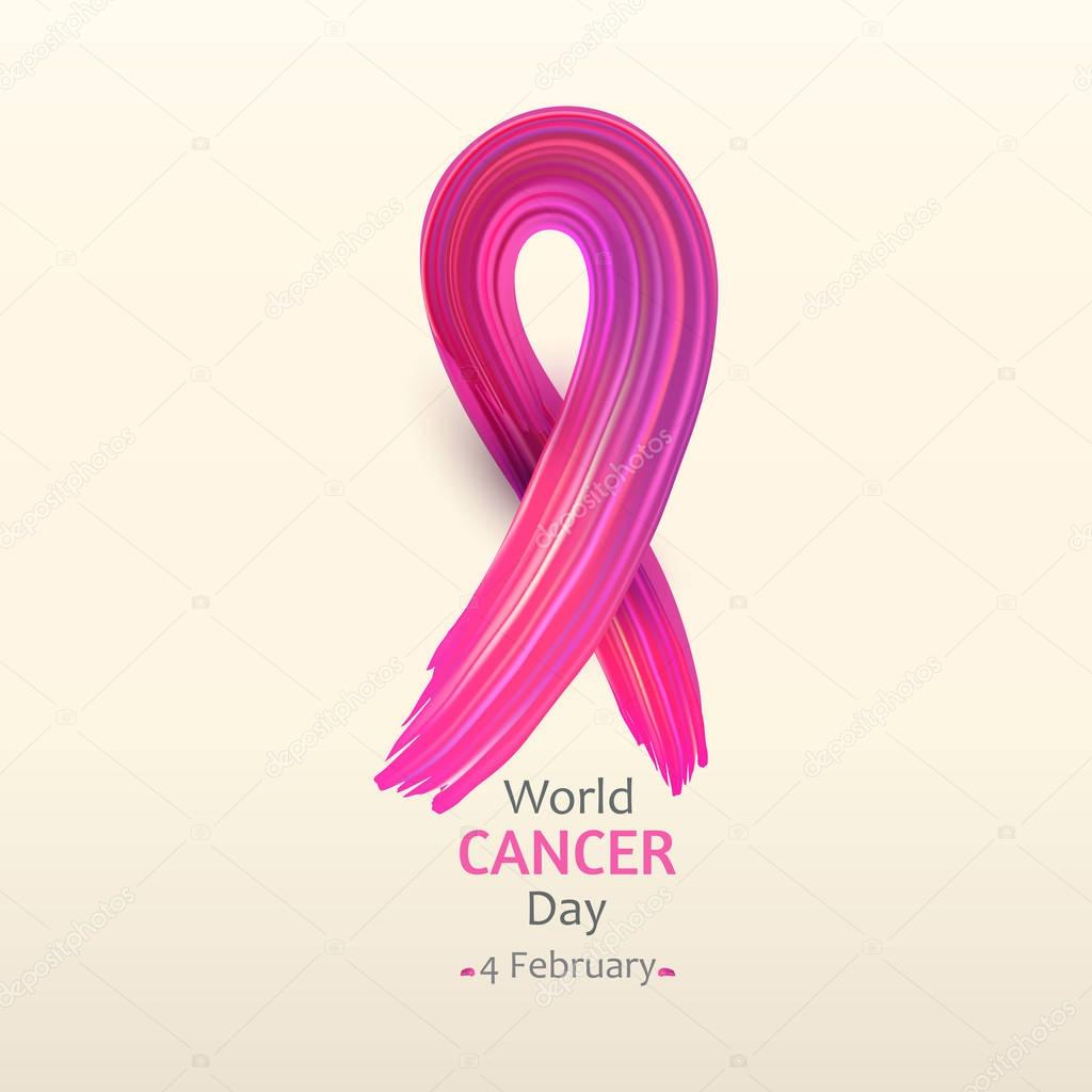 Illustration of World Cancer Day with texture ribbon. February 4