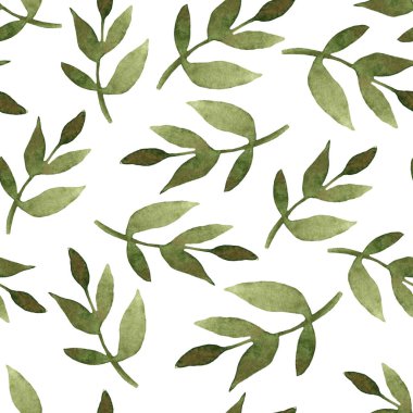 Çiçek seamless modeli ile elle çizilmiş wate bitkilerin yaprakları