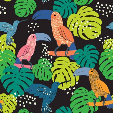 Soyut el sorunsuz hayvan arka plan boyalı. İzole kuşlar