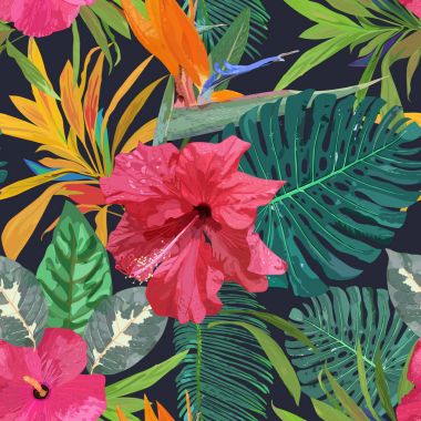 Çiçek seamless modeli. Arka plan ile izole renkli el 