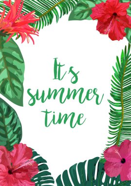 Floral kartı için metin çerçevesi ile onun yaz saati. İzole renk