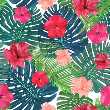 Floral seamless pattern. Background with isolated colorful hand  clipart