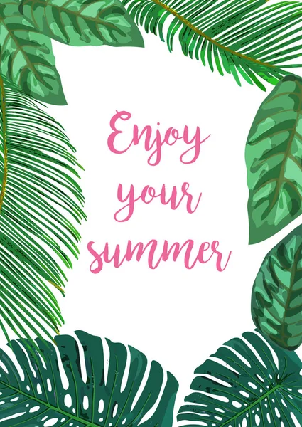 Blommig kort med ram för text Njut av din sommar. Isolerade colo — Stock vektor