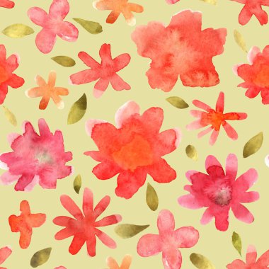 İzole renkli el ile sorunsuz çiçek desenli çiçek çizilmiş