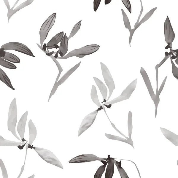 Aquarelle fleurs dessin à la main Modèle sans couture avec ar chinois — Image vectorielle
