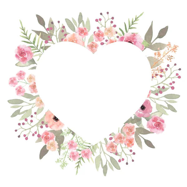 Floral wreath heart. Elegant floral collection with beautiful fl