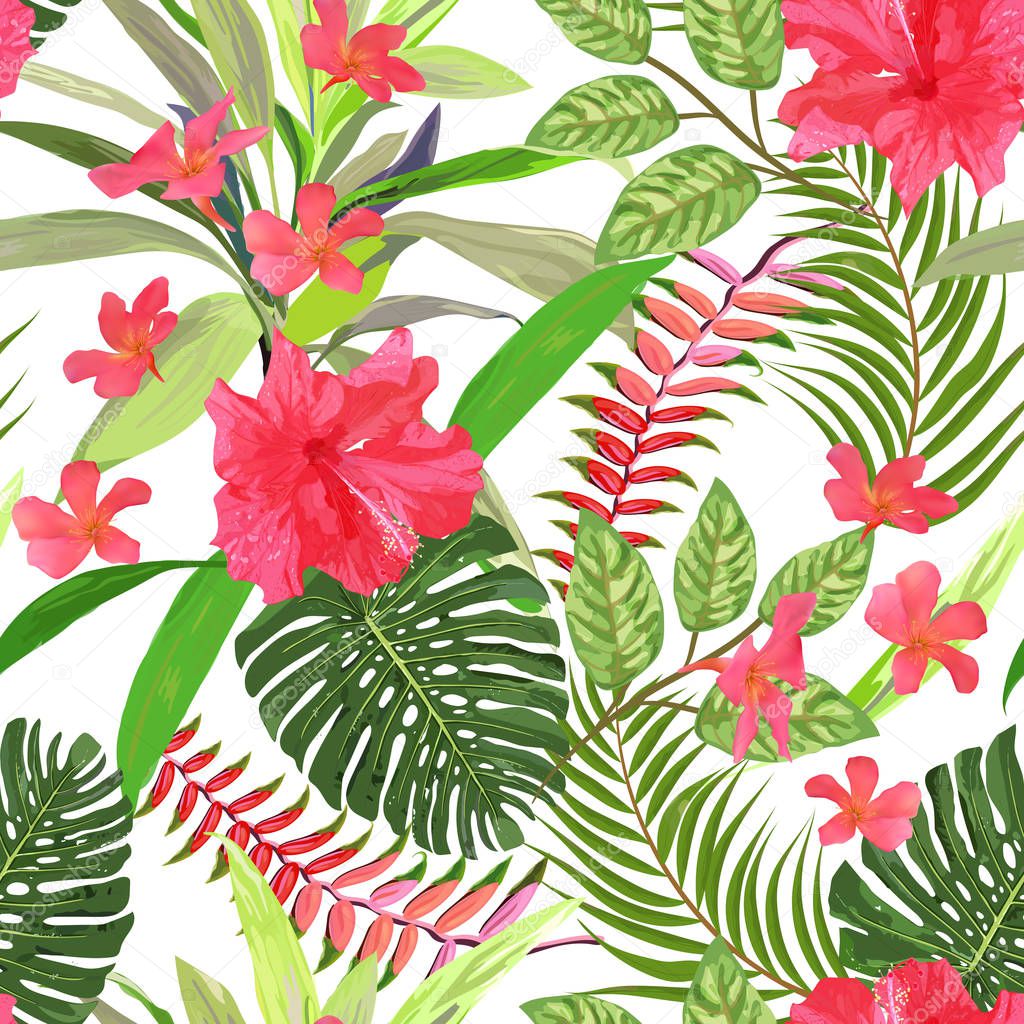 Floral seamless pattern. Background with isolated colorful hand 