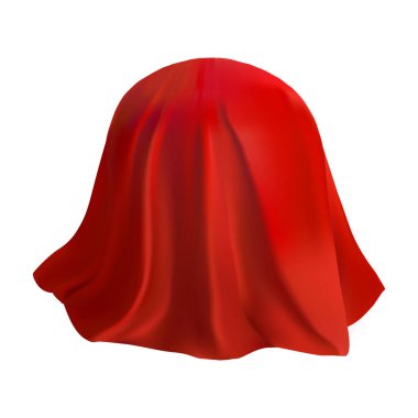 Yuvarlak bir kürede kırmızı bir kumaş parçası. Tasarım için 3D model. Sallanan dalgalı kumaş. Vektör