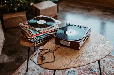 retro turntable for vinyl records