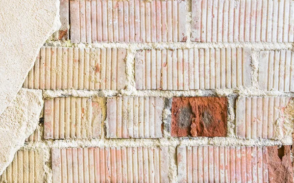 Old brick wall fragment with red brick accent