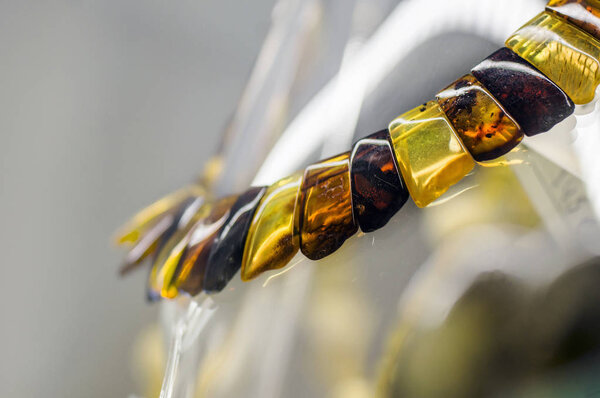 Close view of amber beads 