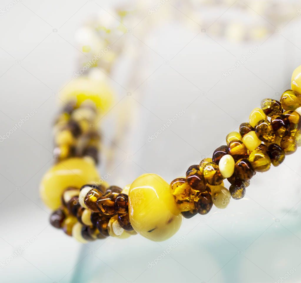 Close view of amber beads 