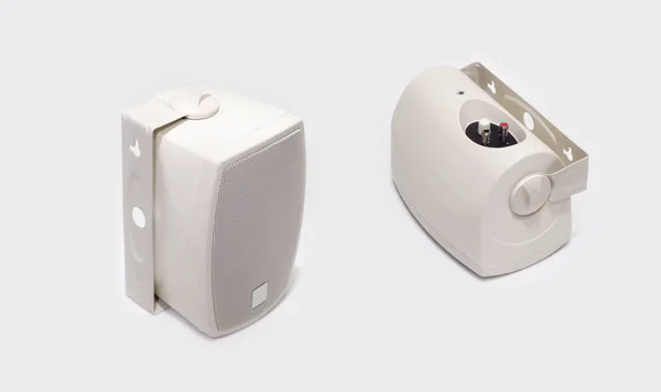 Two white loudspeakers on a white — Stock Photo, Image