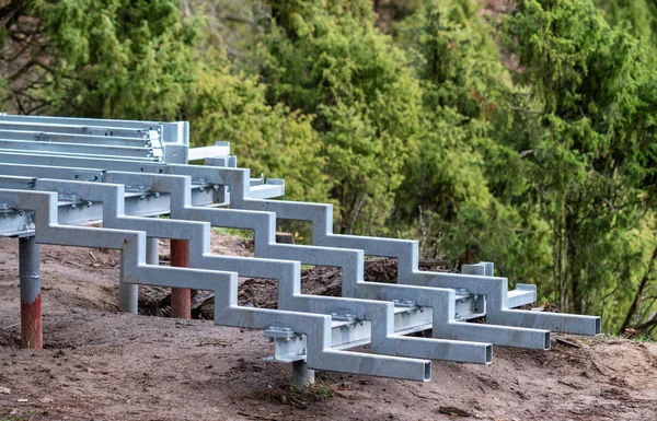 Galvanized steel  construction for walkway base and for stairs — Stock Photo, Image