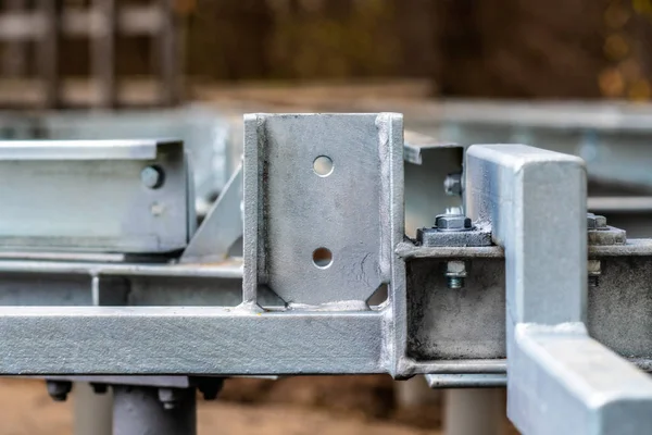Metal structure  bolted together and painted with silver paint — Stock Photo, Image