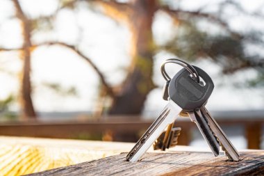 Tahtada yüzük olan çeşitli anahtarlar.