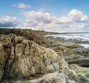 İlkbaharda kayalık okyanus manzarası