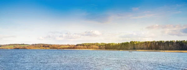 Panoramautsikt Över Sjökusten Vid Solnedgången Våren Litauen Kauno Marios — Stockfoto