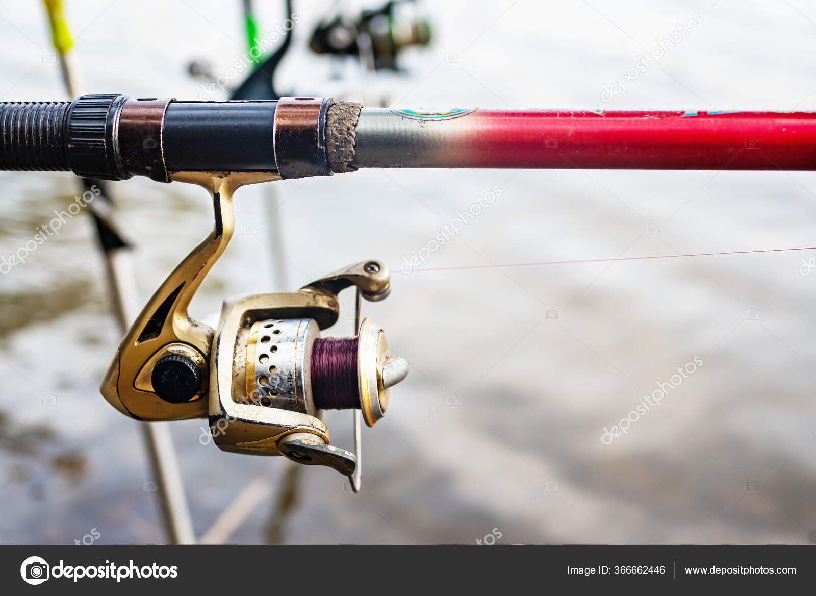 Fishing Reels Line Rods Close Stock Photo by ©agephotography 366662446