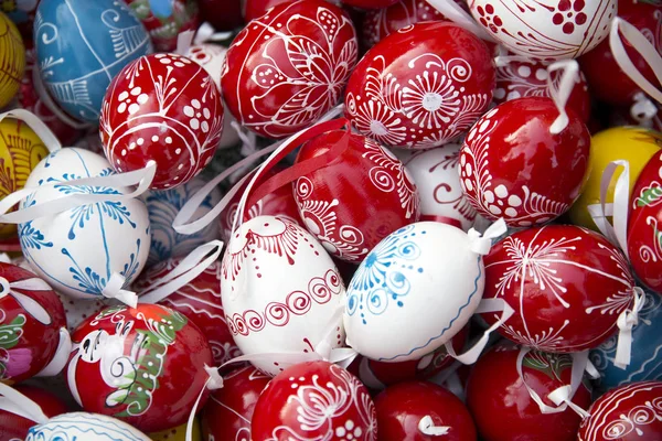 Pile of easter eggs from above as a background — Stock Photo, Image