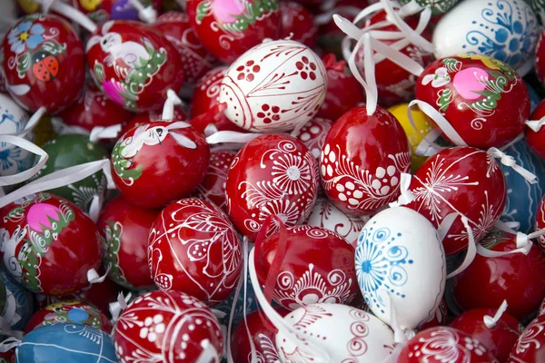 Pile of easter eggs from above as a background — Stock Photo, Image