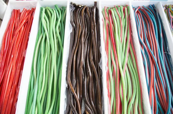 Colorful tasty licorice candies for sale on retail market — Stock Photo, Image