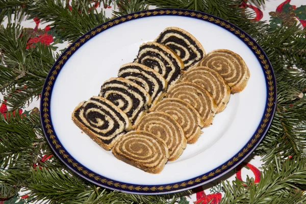 Homemade walnut and poppy seed rolls — Stock Photo, Image