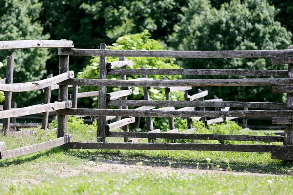 Paddock at the horse farm  without horses — Stock Photo, Image