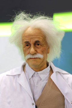 Bir bilim sergisinde Albert Einstein 'ın başı.