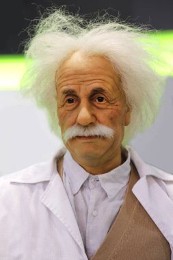 Bir bilim sergisinde Albert Einstein 'ın başı.
