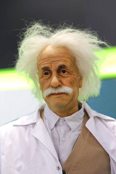 Head of Albert Einstein on a science exhibition