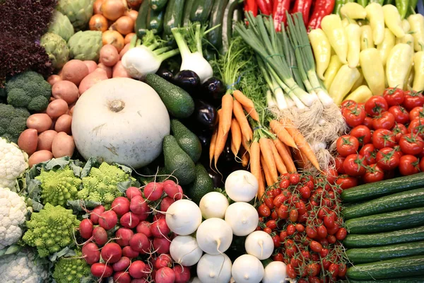 Groep Van Verschillende Groenten Als Achtergrond Landbouwproducten Als Achtergrond Gezonde — Stockfoto