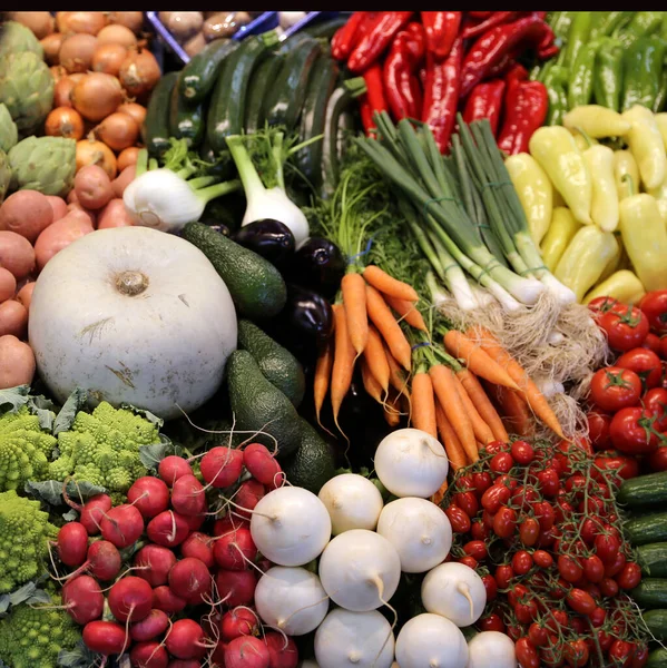 Grupo Varias Verduras Como Fondo Productos Agrícolas Como Telón Fondo —  Fotos de Stock