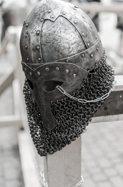 medieval metal knight helmet