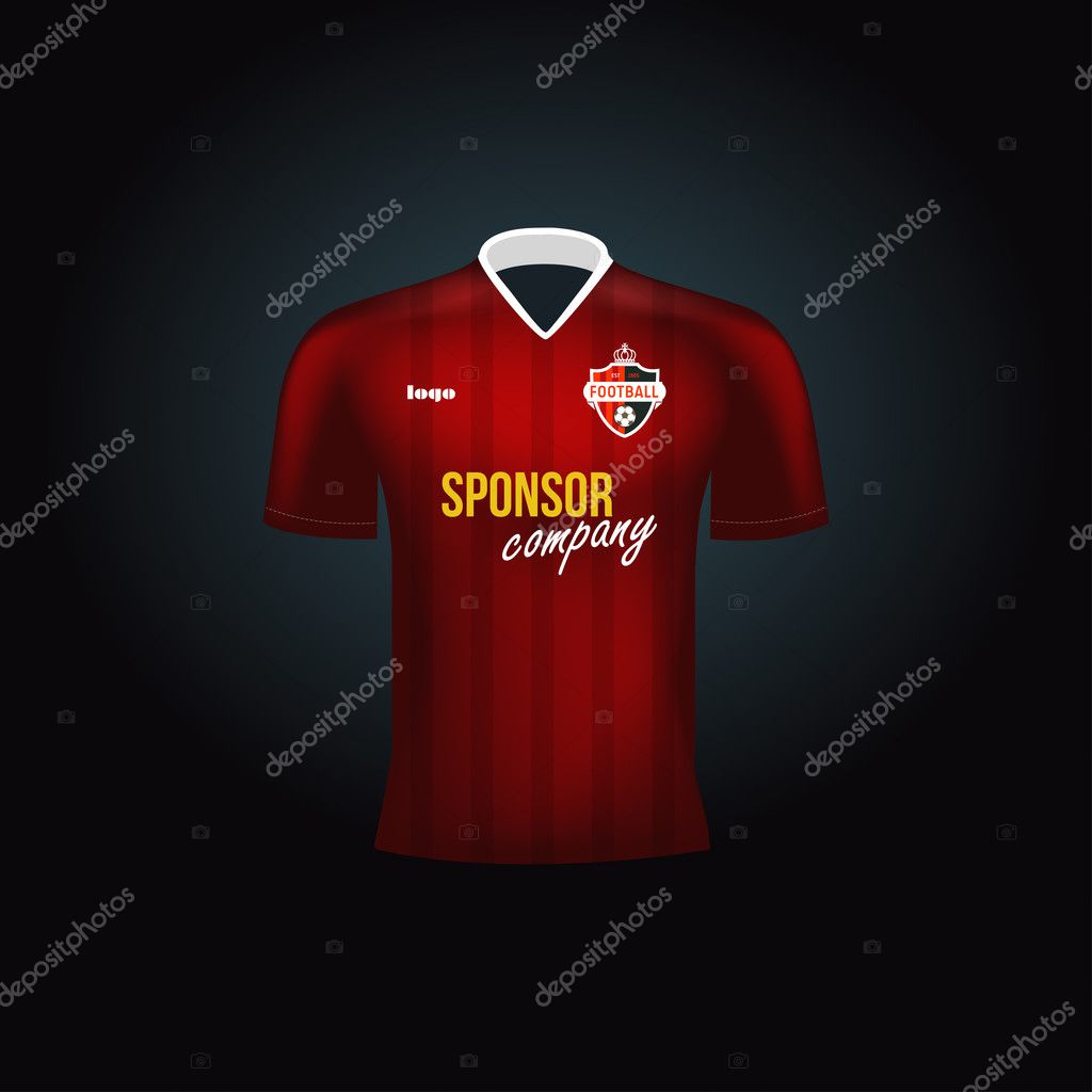 Realistic vector football uniform. Branding mockup. Soccer team clothing. Front view.