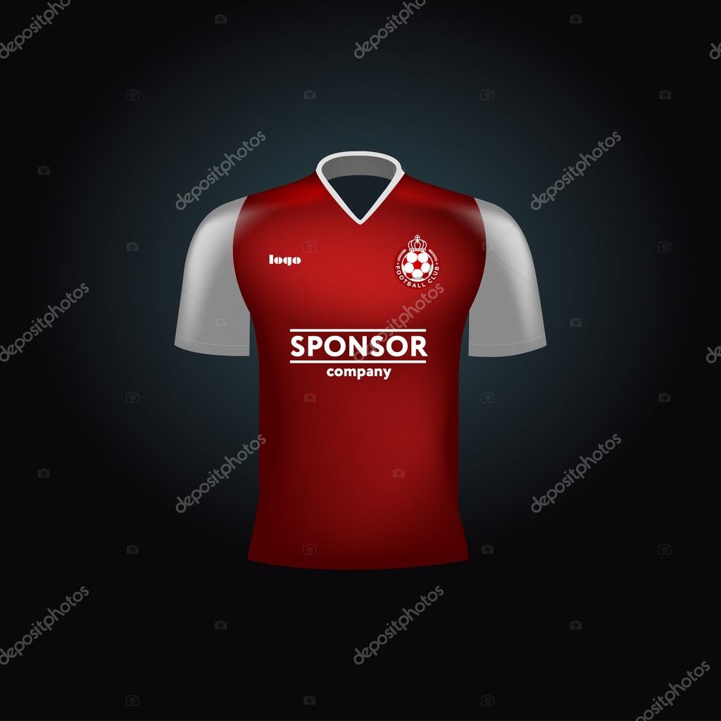 Realistic vector football uniform. Branding mockup. Soccer team clothing. Front view.