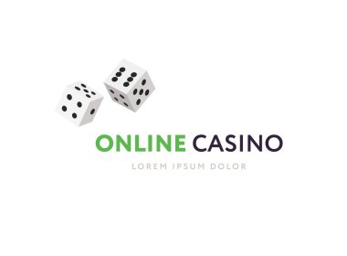 Oyun kulübü veya online casino logo şablonu. Vektör çizim. Düz stil tasarım.