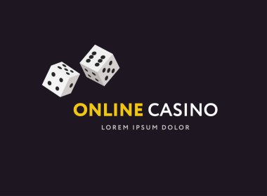 Oyun kulübü veya online casino logo şablonu. Vektör çizim. Düz stile tasarım.